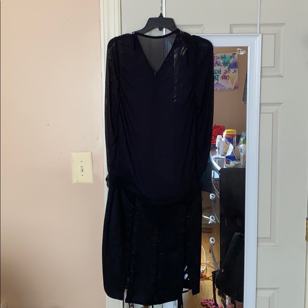 Black Mesh Mini Dress